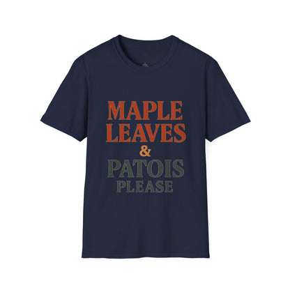 Maple Leaves & Patois Please Unisex T-Shirt, Casual Tee, Gift for Nature Lovers, Summer Wear, Eco-Friendly Fashion