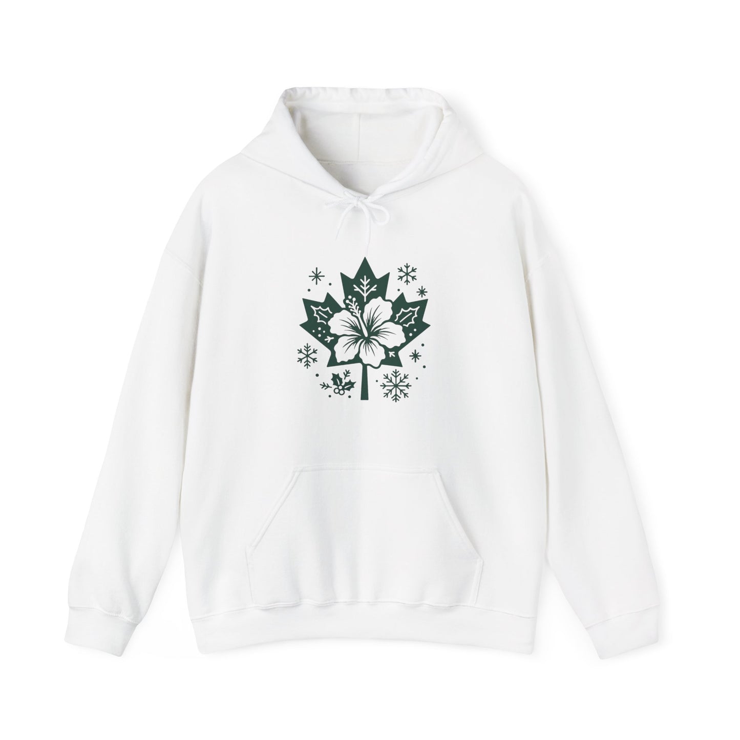 Maple Leaf Poinsettia Hoodie — Winter Floral Holiday Sweatshirt