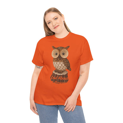 Halloween Owl Tee, Perfect for Fall Celebrations, Unisex Cotton Shirt, Cute Gift for Owl Lovers, Halloween Party Apparel, Fun Autumn Wear