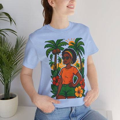Tropical Vibe Tee, Summer Shirt, Vacation Outfit, Beach Lover Gift, Festival Wear, Floral Graphic T-Shirt