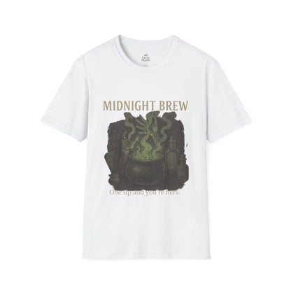 Midnight Brew Unisex T-Shirt, Witchy Tee, Halloween Apparel, Casual Wear, Fun Gift, Cozy Essentials