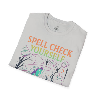 Spell Check Yourself Witchy T-Shirt, Fun Graphic Tee for Witch Lovers, Halloween Shirt, Cozy Casual Wear, Unisex Softstyle Tee