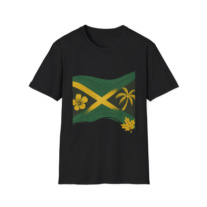 Jamaican Flag Unisex Softstyle T-Shirt - Celebratory Summer Wear, Vacation Shirt, Gift for Travel Lovers, Beach Outfit, Festival Tee