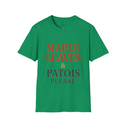 Maple Leaves & Patois Please Unisex T-Shirt, Casual Tee, Gift for Nature Lovers, Summer Wear, Eco-Friendly Fashion