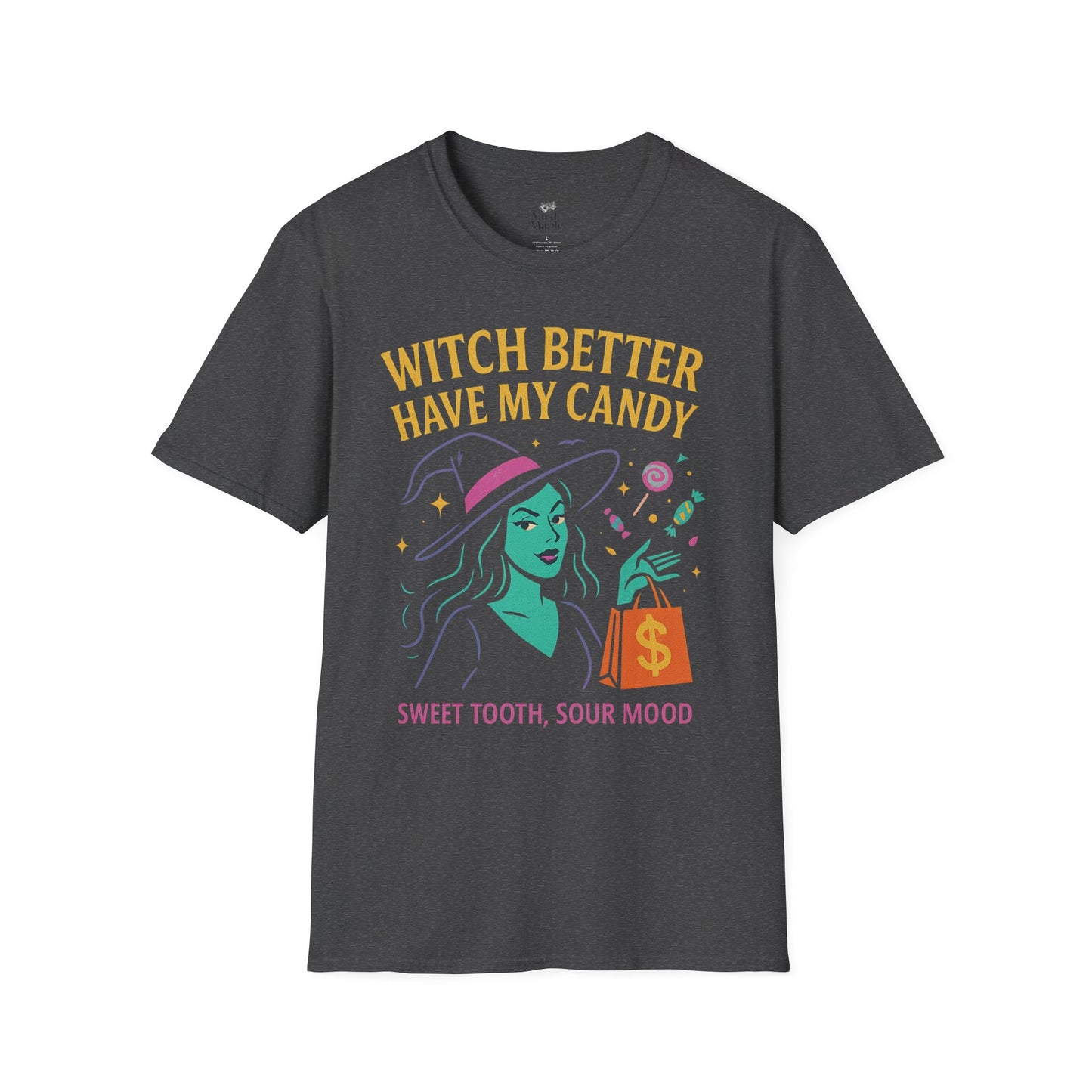 Witchy Candy T-Shirt, Halloween Apparel, Funny Halloween Shirt, Unisex Graphic Tee, Sweet Tooth Gift, Witch Costume Top