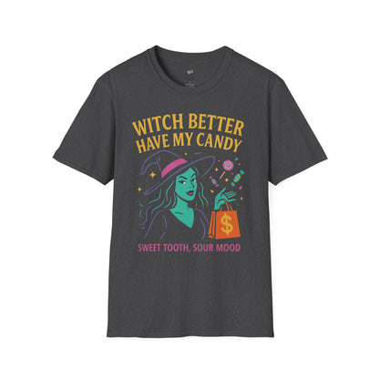 Witchy Candy T-Shirt, Halloween Apparel, Funny Halloween Shirt, Unisex Graphic Tee, Sweet Tooth Gift, Witch Costume Top