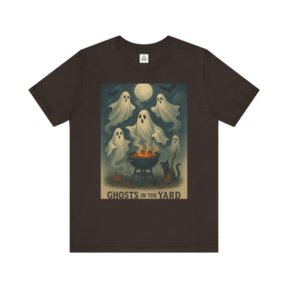 Ghosts in the Yard Tee - Spooky Unisex Short Sleeve Shirt, Halloween Shirt, Ghost Design, Casual Halloween Wear, Gift for Ghost Lovers