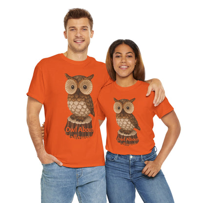 Halloween Owl Tee, Perfect for Fall Celebrations, Unisex Cotton Shirt, Cute Gift for Owl Lovers, Halloween Party Apparel, Fun Autumn Wear