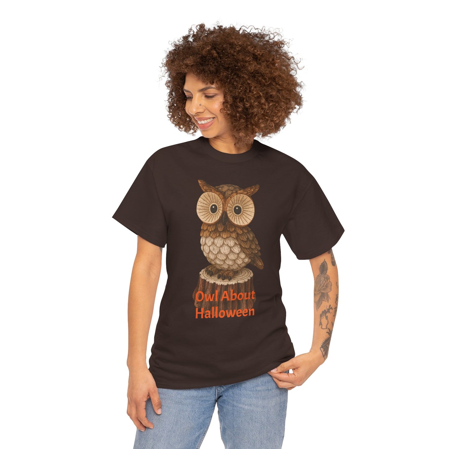 Halloween Owl Tee, Perfect for Fall Celebrations, Unisex Cotton Shirt, Cute Gift for Owl Lovers, Halloween Party Apparel, Fun Autumn Wear