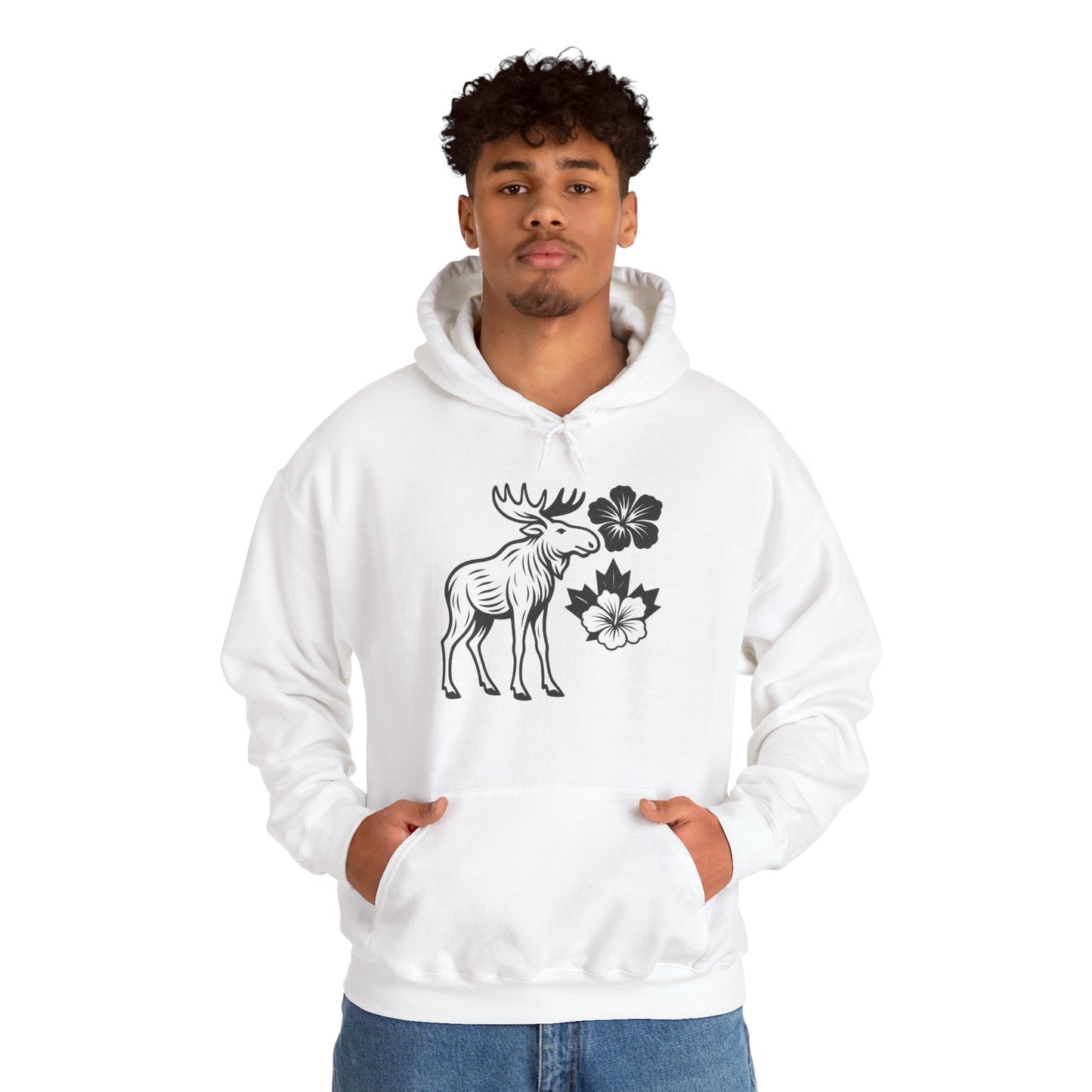 Moose Floral Hoodie — Nordic Moose and Wildflower Graphic Sweatshirt