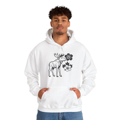 Moose Floral Hoodie — Nordic Moose and Wildflower Graphic Sweatshirt