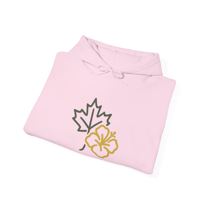 Maple Leaf & Hibiscus Hoodie, Cozy Fall Sweatshirt, Unisex Pullover for Nature Lovers, Perfect Gift for Thanksgiving, Unique Casual Wear
