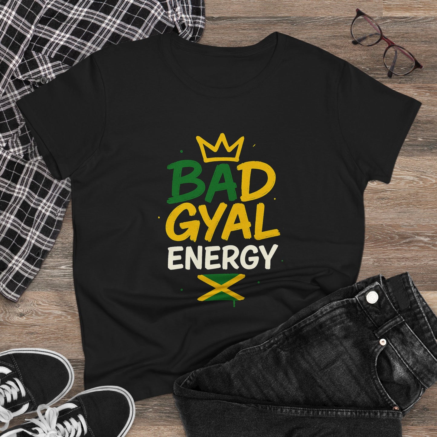 Jamaican Bad Gyal Energy Tee, Women's Graphic T-Shirt, Casual Summer Top, Festival Outfit, Unique Gift for Her