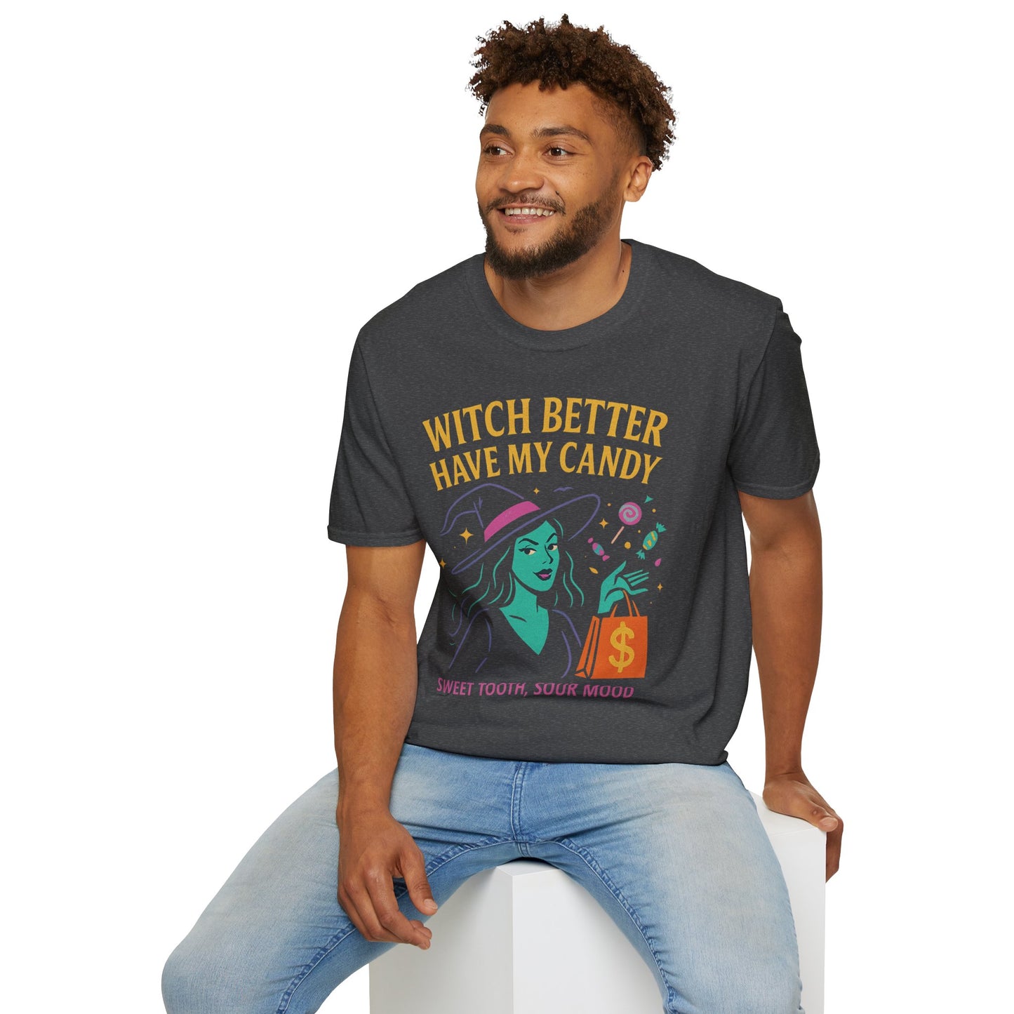 Witchy Candy T-Shirt, Halloween Apparel, Funny Halloween Shirt, Unisex Graphic Tee, Sweet Tooth Gift, Witch Costume Top