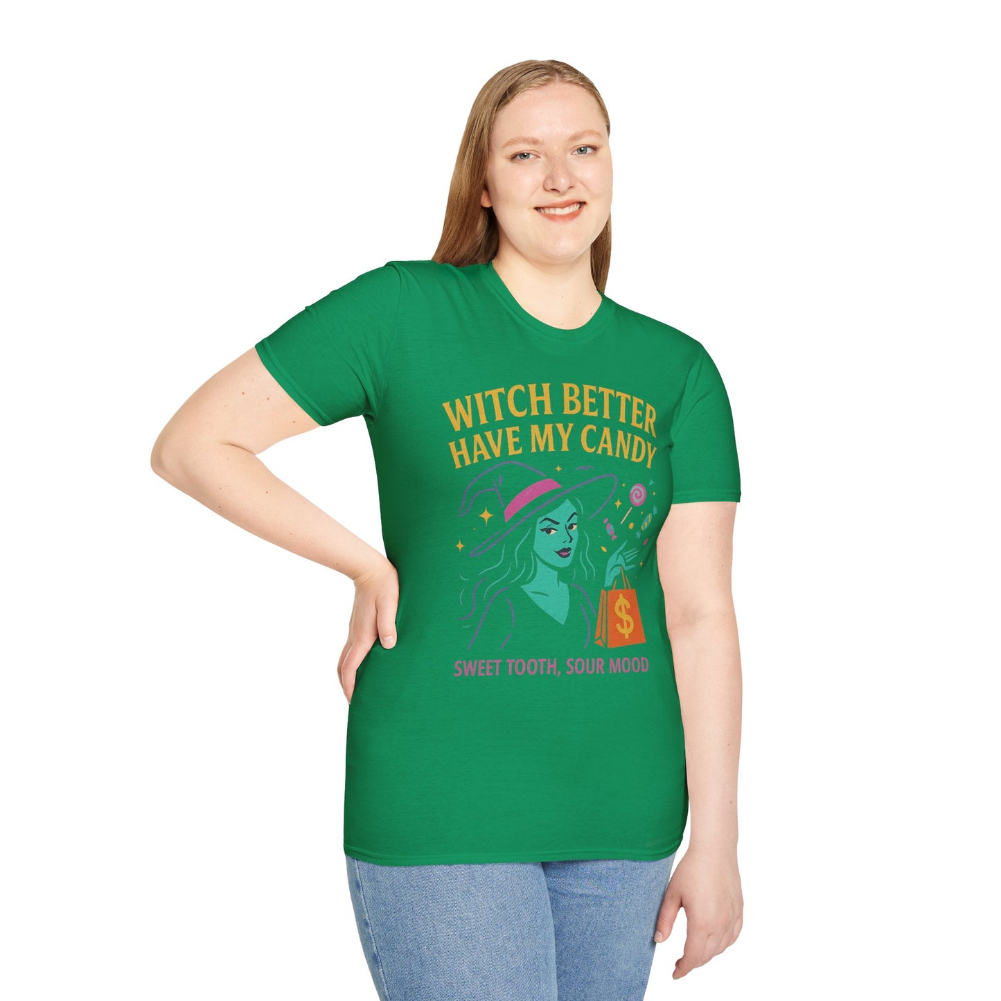 Witchy Candy T-Shirt, Halloween Apparel, Funny Halloween Shirt, Unisex Graphic Tee, Sweet Tooth Gift, Witch Costume Top
