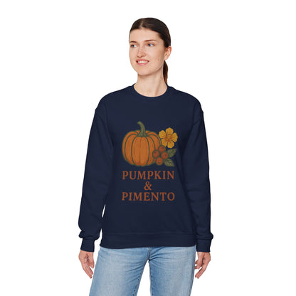 Pumpkin & Pimento Crewneck Sweatshirt, Cozy Fall Sweatshirt, Unisex Autumn Apparel, Thanksgiving Gift, Seasonal Fashion