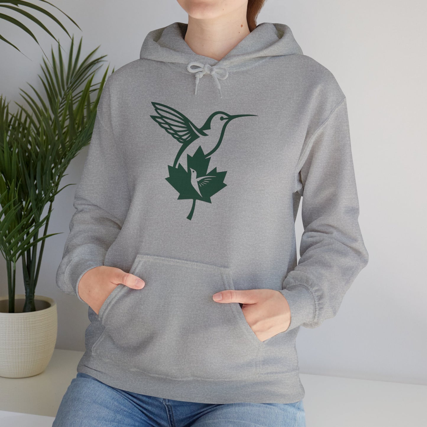 Hummingbird & Maple Leaf Hoodie — Nature-Inspired Cozy Pullover