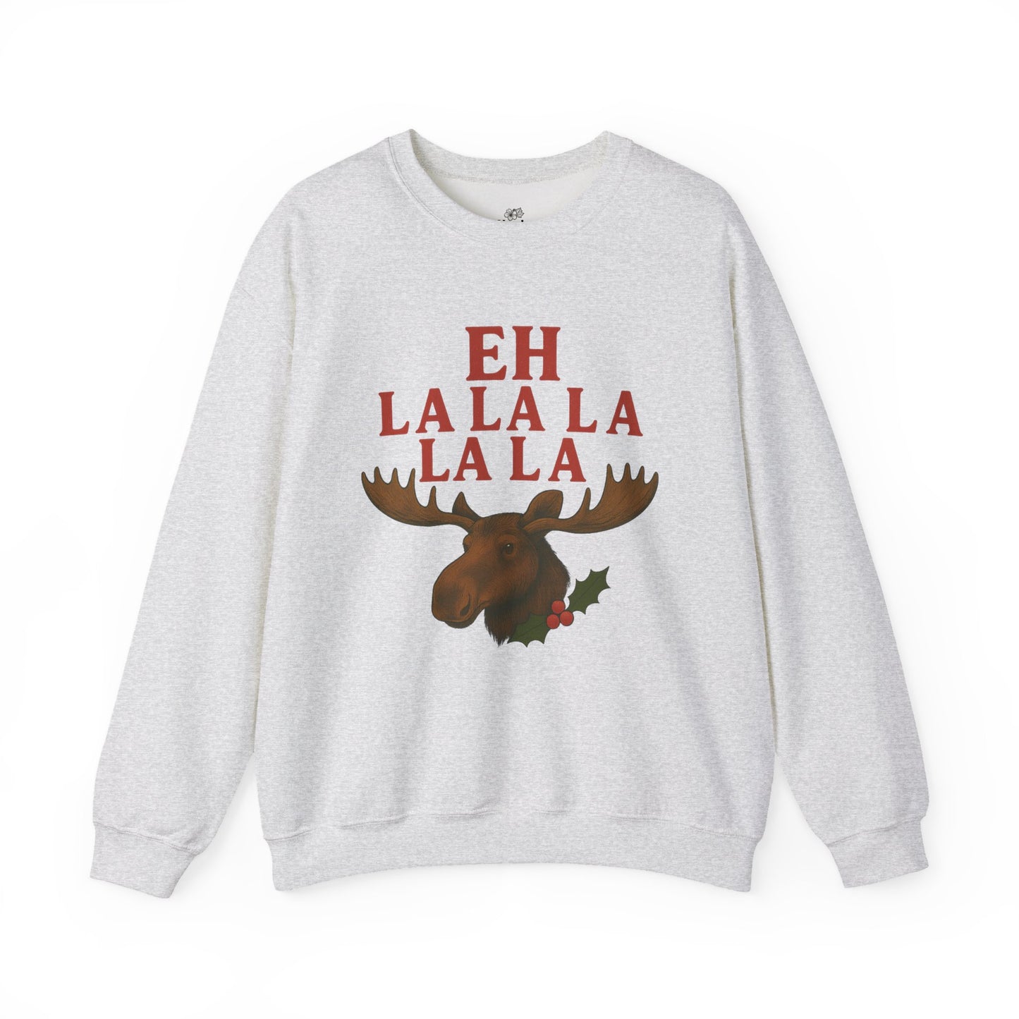 Festive Moose Sweatshirt with 'Eh La La La La La' Design, Cozy Holiday Apparel, Perfect for Christmas, Winter Parties, Gift Idea