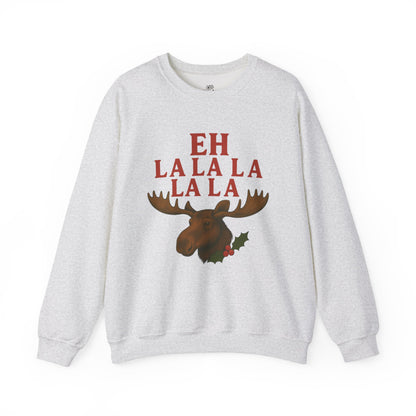 Festive Moose Sweatshirt with 'Eh La La La La La' Design, Cozy Holiday Apparel, Perfect for Christmas, Winter Parties, Gift Idea