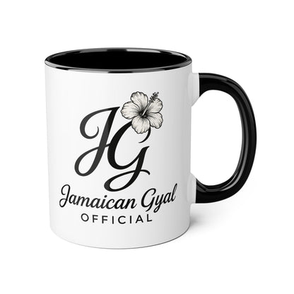 Jamaican Gyal Accent Mug, 11oz Coffee Cup, Floral Design, Gift for Her, Caribbean Culture, Tea Mug, Unique Drinkware
