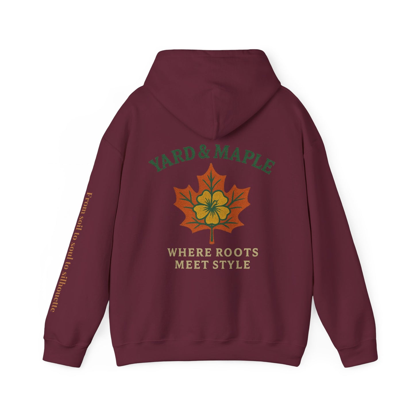Maple Leaf & Hibiscus Hoodie, Cozy Fall Sweatshirt, Unisex Pullover for Nature Lovers, Perfect Gift for Thanksgiving, Unique Casual Wear