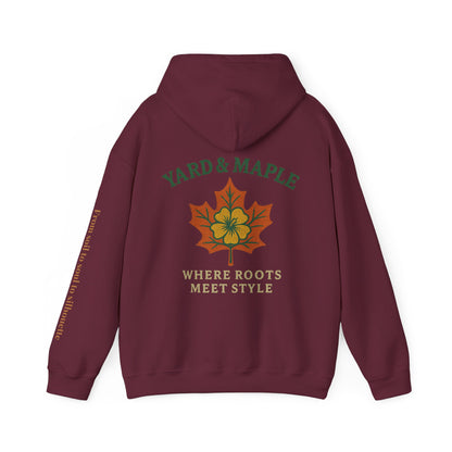 Maple Leaf & Hibiscus Hoodie, Cozy Fall Sweatshirt, Unisex Pullover for Nature Lovers, Perfect Gift for Thanksgiving, Unique Casual Wear