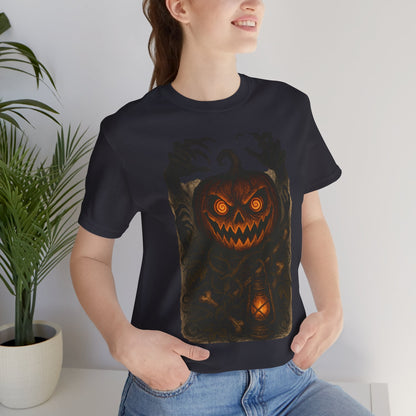 Halloween Pumpkin Tee, Unisex Jersey Short Sleeve Shirt, Fall Festival Apparel, Spooky T-Shirt, Trick or Treat Gift, Autumn Vibes