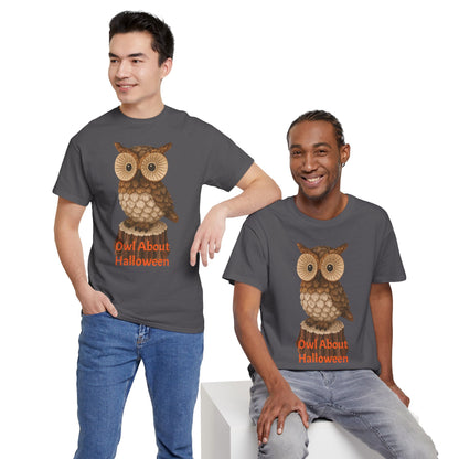 Halloween Owl Tee, Perfect for Fall Celebrations, Unisex Cotton Shirt, Cute Gift for Owl Lovers, Halloween Party Apparel, Fun Autumn Wear