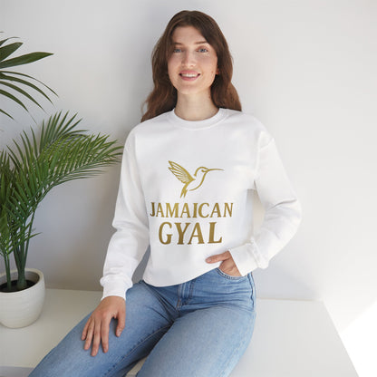 Jamaican Gyal Crewneck Sweatshirt — Gold Hummingbird Graphic