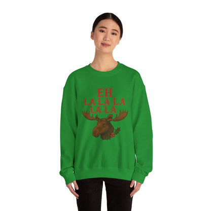 Festive Moose Sweatshirt with 'Eh La La La La La' Design, Cozy Holiday Apparel, Perfect for Christmas, Winter Parties, Gift Idea