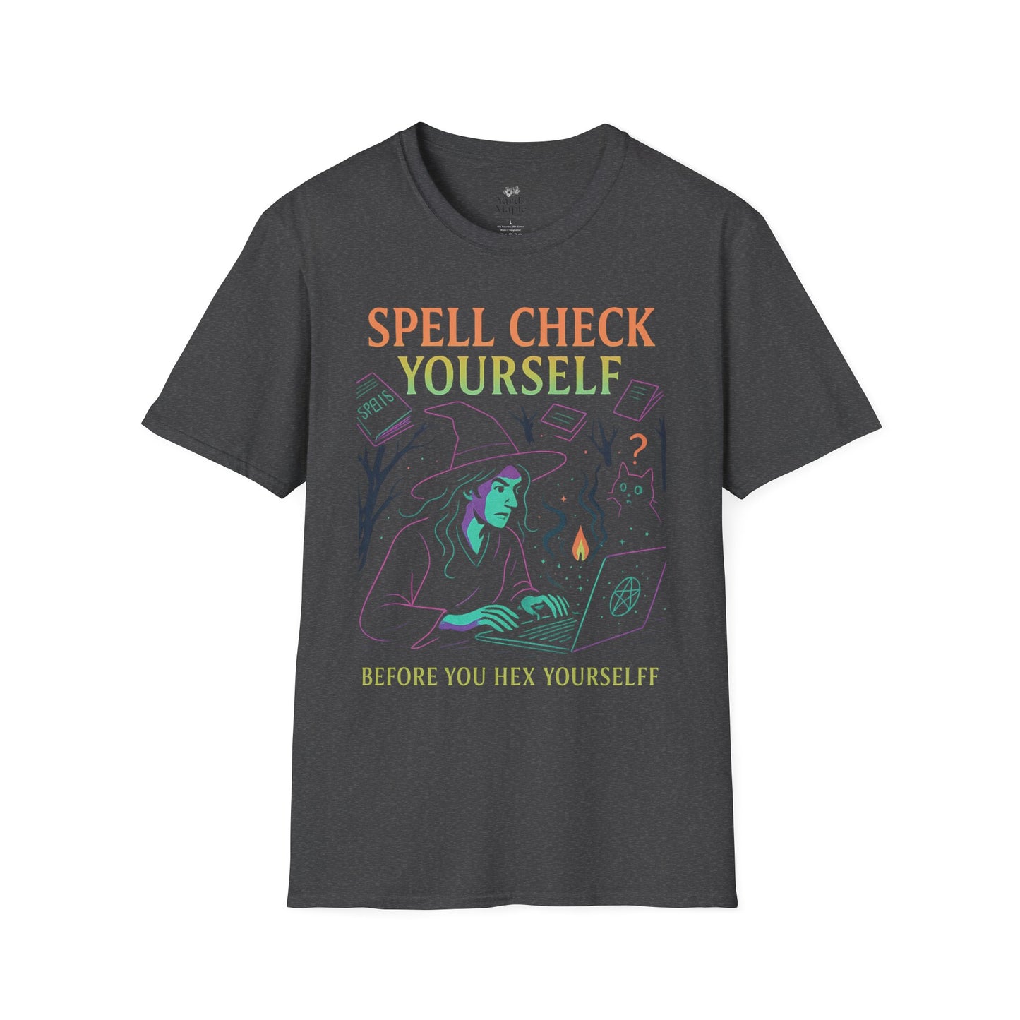 Spell Check Yourself Witchy T-Shirt, Fun Graphic Tee for Witch Lovers, Halloween Shirt, Cozy Casual Wear, Unisex Softstyle Tee