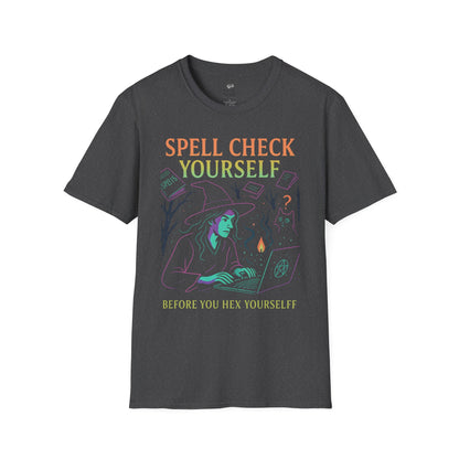 Spell Check Yourself Witchy T-Shirt, Fun Graphic Tee for Witch Lovers, Halloween Shirt, Cozy Casual Wear, Unisex Softstyle Tee