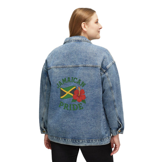 Jamaican Pride Women's Denim Jacket, Vintage Jean Jacket, Casual Summer Style, Trendy Gift for Her, Festival Wear, Travel Fashion