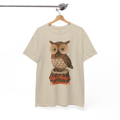 Halloween Owl Tee, Perfect for Fall Celebrations, Unisex Cotton Shirt, Cute Gift for Owl Lovers, Halloween Party Apparel, Fun Autumn Wear