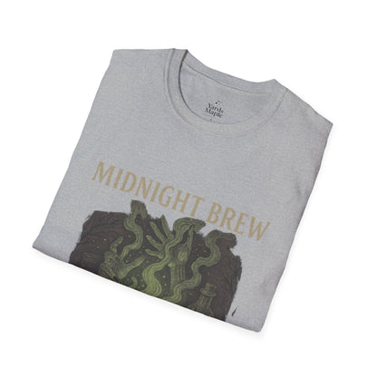 Midnight Brew Unisex T-Shirt, Witchy Tee, Halloween Apparel, Casual Wear, Fun Gift, Cozy Essentials