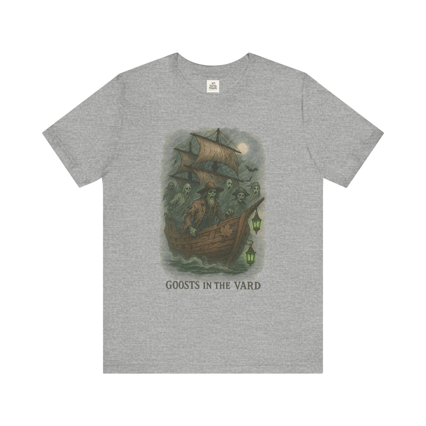 Haunted Ship Short Sleeve Tee - Spooky Halloween T-Shirt, Ghosts in the Yard Design, Unisex Shirt, Perfect for Trick or Treat, Ghost [...]
