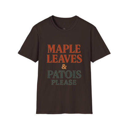Maple Leaves & Patois Please Unisex T-Shirt, Casual Tee, Gift for Nature Lovers, Summer Wear, Eco-Friendly Fashion