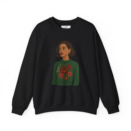 Cozy Holiday Floral Sweatshirt, Unisex Crewneck, Casual Gift, Winter Comfort, Christmas Apparel, Autumn Fashion, Everyday Style