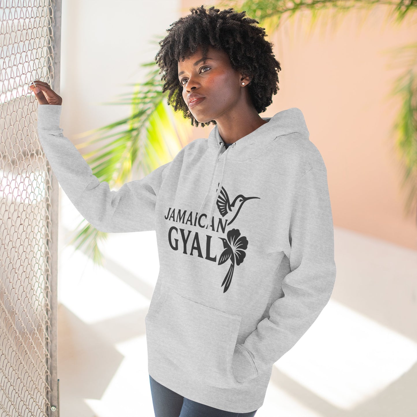 Jamaican Gyal Hoodie - Hummingbird & Hibiscus Graphic Pullover