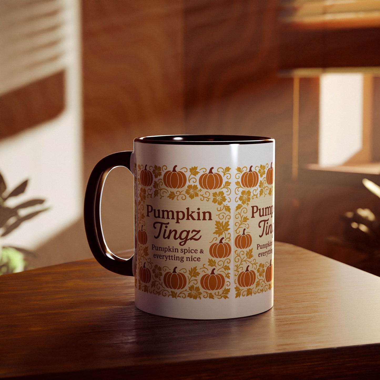 Pumpkin Spice Accent Mug - Fall Decor, Coffee Lovers Gift, Autumn Beverage Mug, Seasonal Kitchenware, Halloween Decor