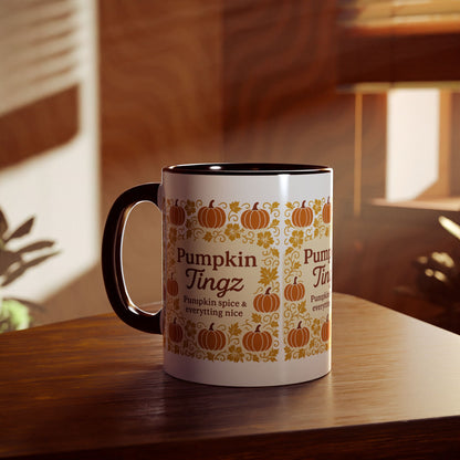Pumpkin Spice Accent Mug - Fall Decor, Coffee Lovers Gift, Autumn Beverage Mug, Seasonal Kitchenware, Halloween Decor