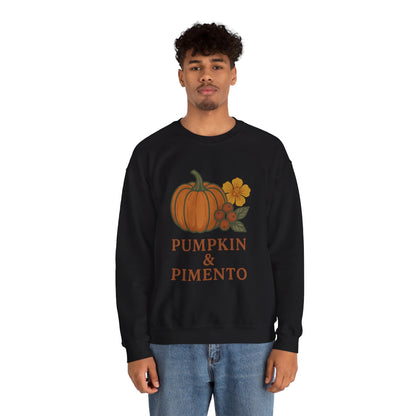 Pumpkin & Pimento Crewneck Sweatshirt, Cozy Fall Sweatshirt, Unisex Autumn Apparel, Thanksgiving Gift, Seasonal Fashion