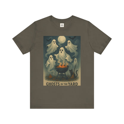 Ghosts in the Yard Tee - Spooky Unisex Short Sleeve Shirt, Halloween Shirt, Ghost Design, Casual Halloween Wear, Gift for Ghost Lovers