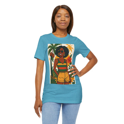 Tropical Graphic Tee for Summer Vibes, Beach Wear, Vacation Style, Graphic T-Shirt for Women, Summer Gift, Casual Outfit