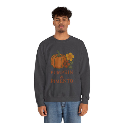 Pumpkin & Pimento Crewneck Sweatshirt, Cozy Fall Sweatshirt, Unisex Autumn Apparel, Thanksgiving Gift, Seasonal Fashion