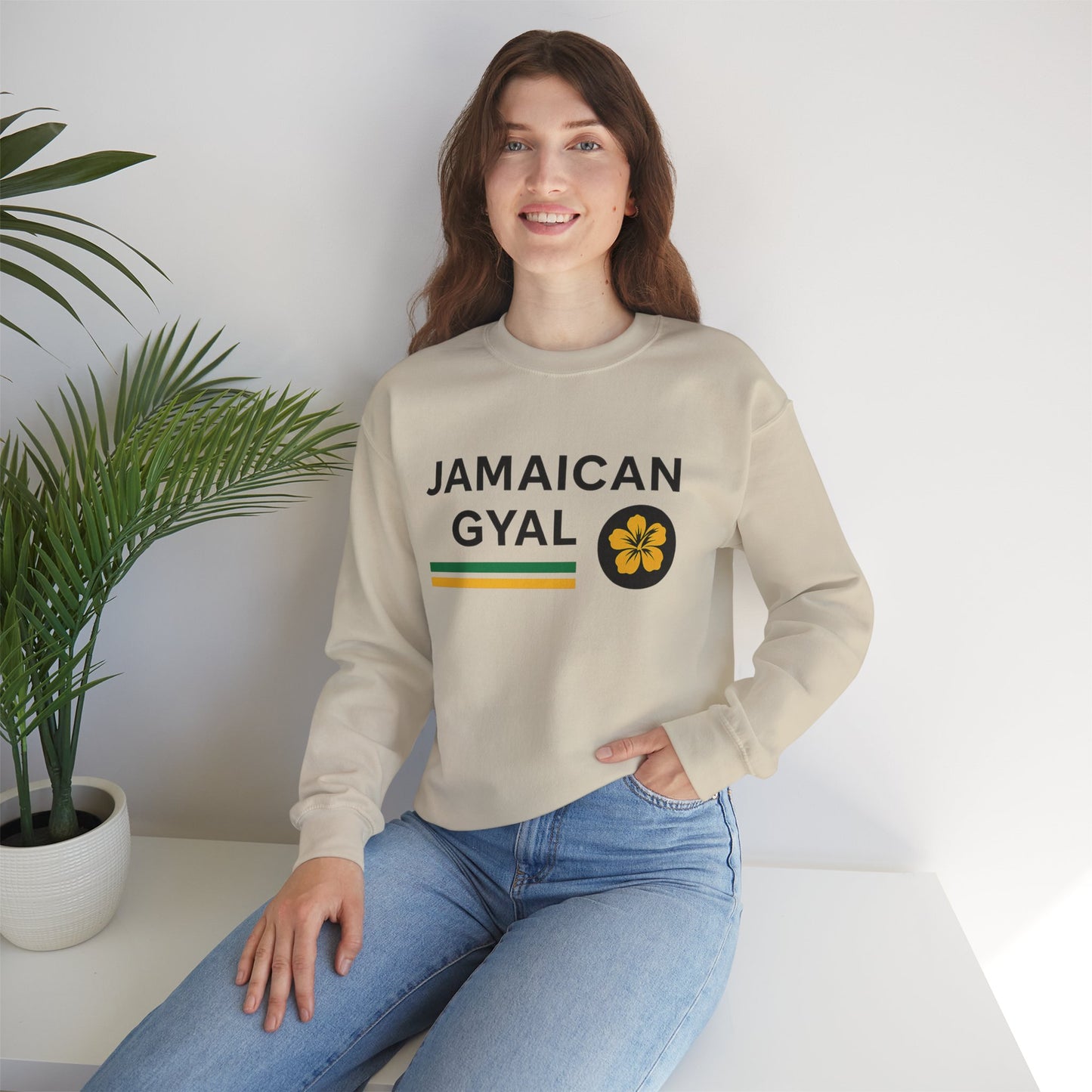 Jamaican Gyal Crewneck Sweatshirt – Reggae Flag Floral Graphic
