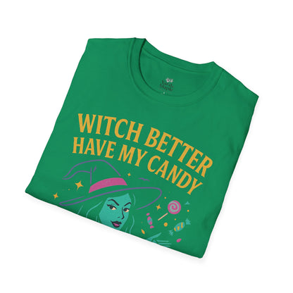 Witchy Candy T-Shirt, Halloween Apparel, Funny Halloween Shirt, Unisex Graphic Tee, Sweet Tooth Gift, Witch Costume Top