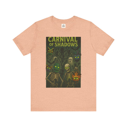 Carnival of Shadows Graphic Tee, Spooky Halloween Shirt, Unisex T-Shirt, Fun Autumn Wear, Perfect for Parties, Horror Lovers Clothing
