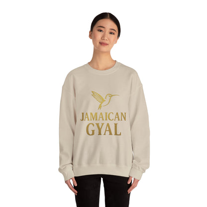 Jamaican Gyal Crewneck Sweatshirt — Gold Hummingbird Graphic