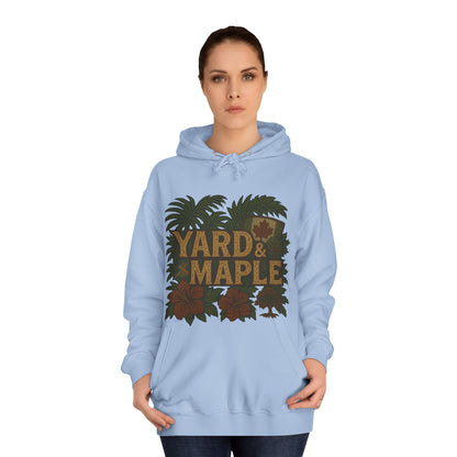 Cozy Unisex College Hoodie - Yard & Maple, Casual Wear, Student Gift, Outdoor Activity Sweater, Fall Fashion